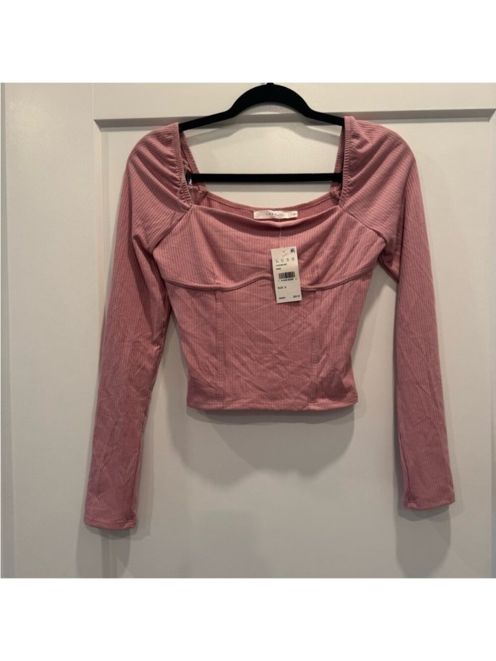 NWT lush pink longsleeve ribbed crop top